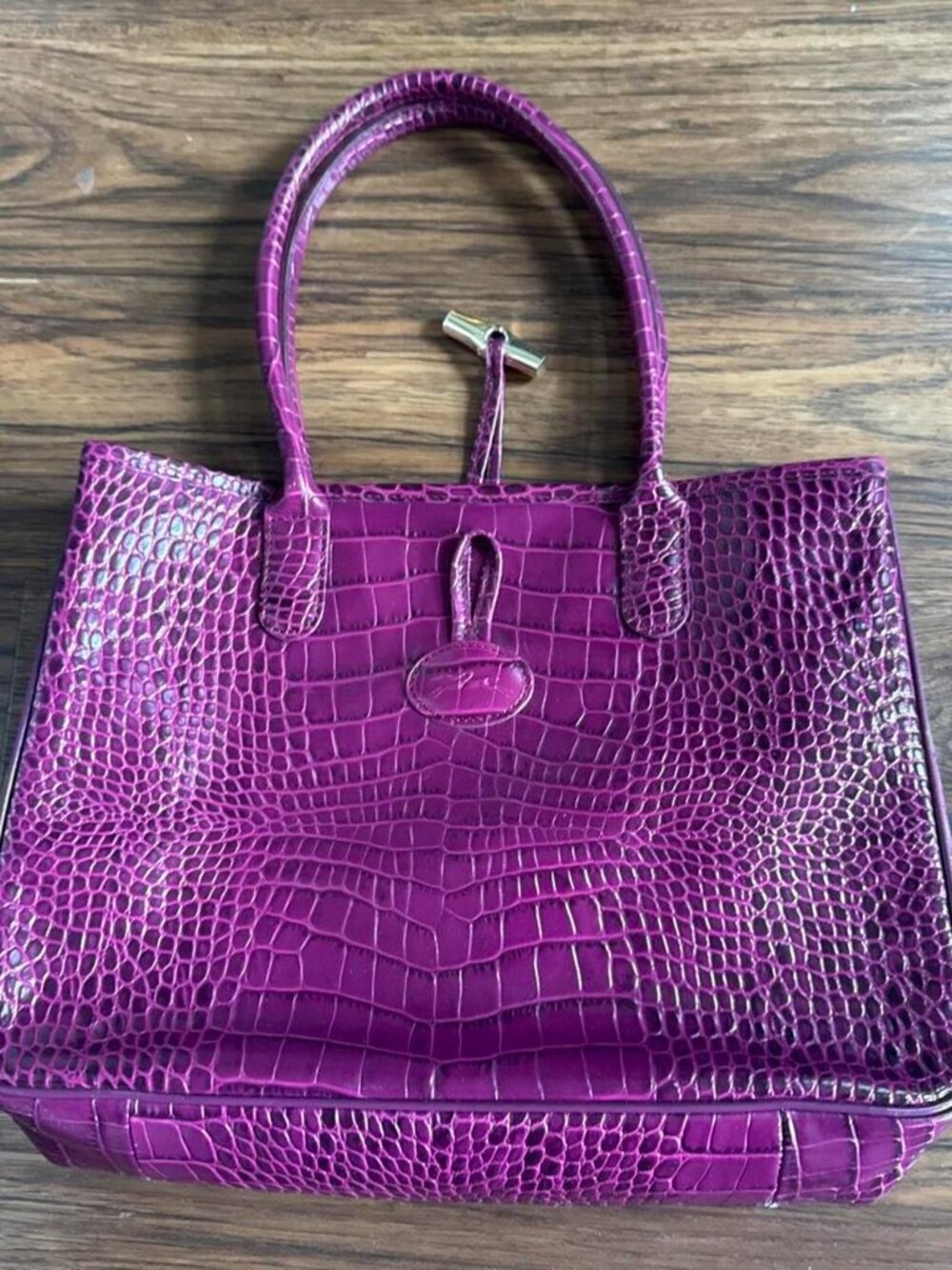 Longchamp Purple Croc Shoulder Bag - Picture 2 of 4
